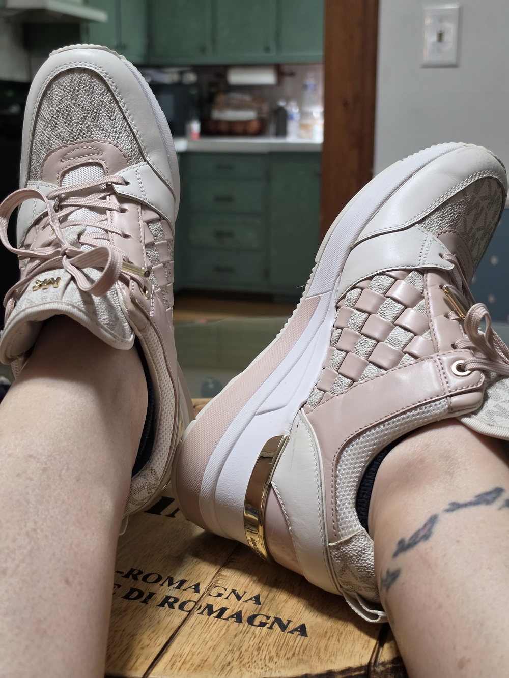 Michael Kors Women's Pink and Cream Platform Sneakers